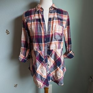Anthropologie Holding Horses plaid flannel button down